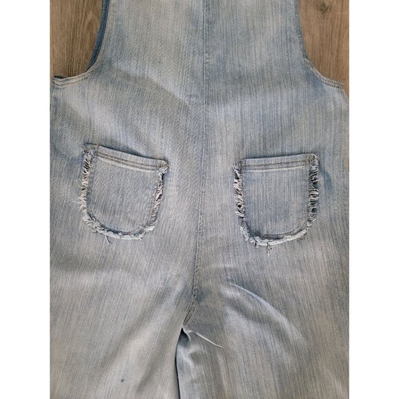 Rose Republic Wide Leg Denim Overalls With Frayed Pockets Women's Sz M - Picture 4 of 8